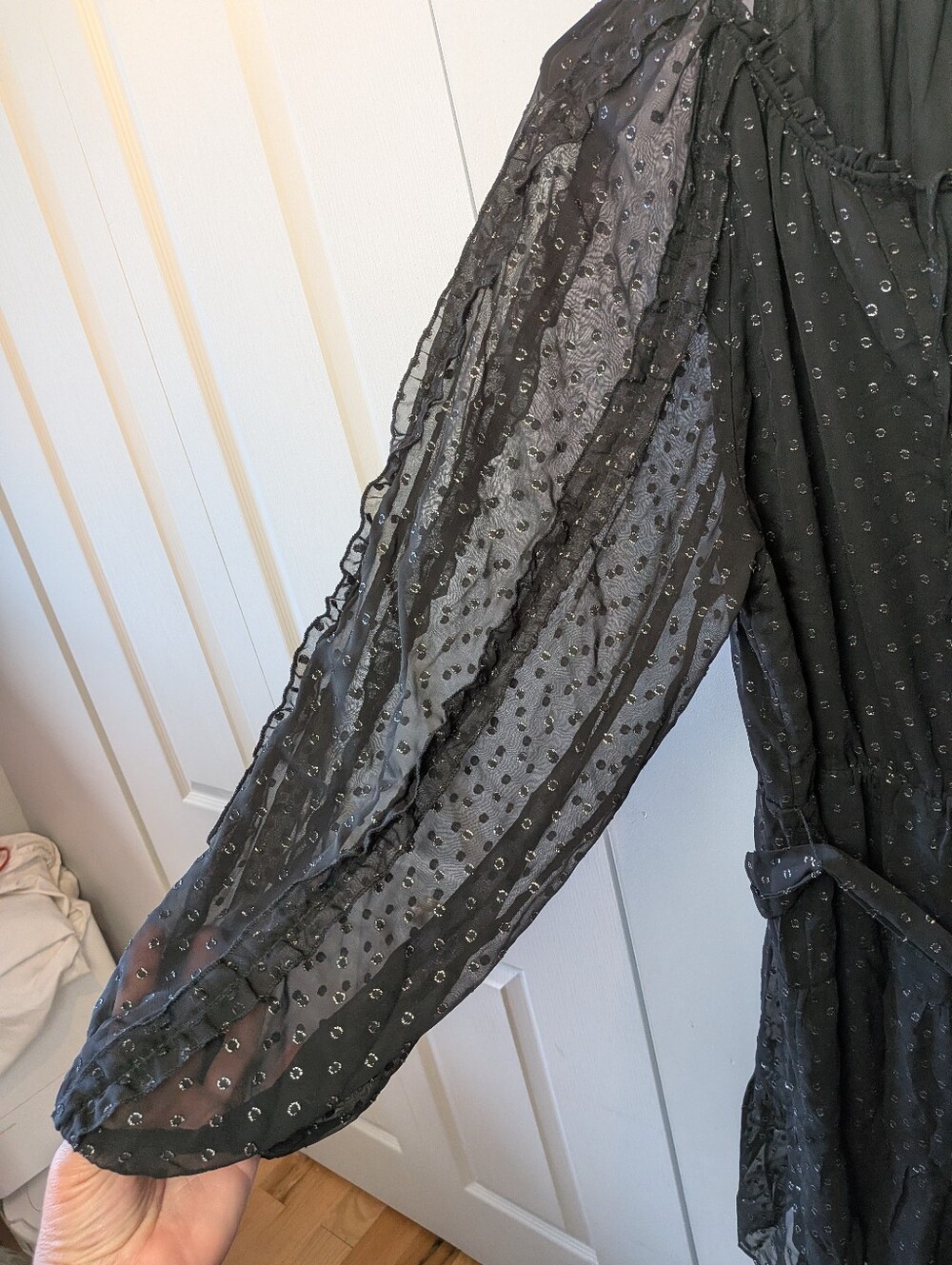 DESIGUAL Women Mini Dress Polka Dot Black Silver Size XL Long Sleeve Holiday - Picture 9 of 16